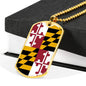 Maryland State Flag Necklace Stainless Steel or 18k Gold Dog Tag 24" Chain - Express Your Love Gifts