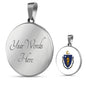 Massachusetts	State Flag Necklace Stainless Steel or 18k Gold Circle Pendant 18-22" - Express Your Love Gifts