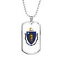 Massachusetts State Flag Necklace Stainless Steel or 18k Gold Dog Tag 24" Chain - Express Your Love Gifts