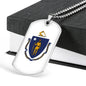Massachusetts State Flag Necklace Stainless Steel or 18k Gold Dog Tag 24" Chain - Express Your Love Gifts
