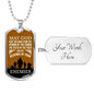 May God Keep You Away Necklace Stainless Steel or 18k Gold Dog Tag 24" Chain-Express Your Love Gifts