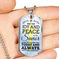 May The Joy Communion Necklace Stainless Steel or 18k Gold Dog Tag 24" Chain-Express Your Love Gifts