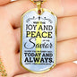 May The Joy Communion Necklace Stainless Steel or 18k Gold Dog Tag 24" Chain-Express Your Love Gifts