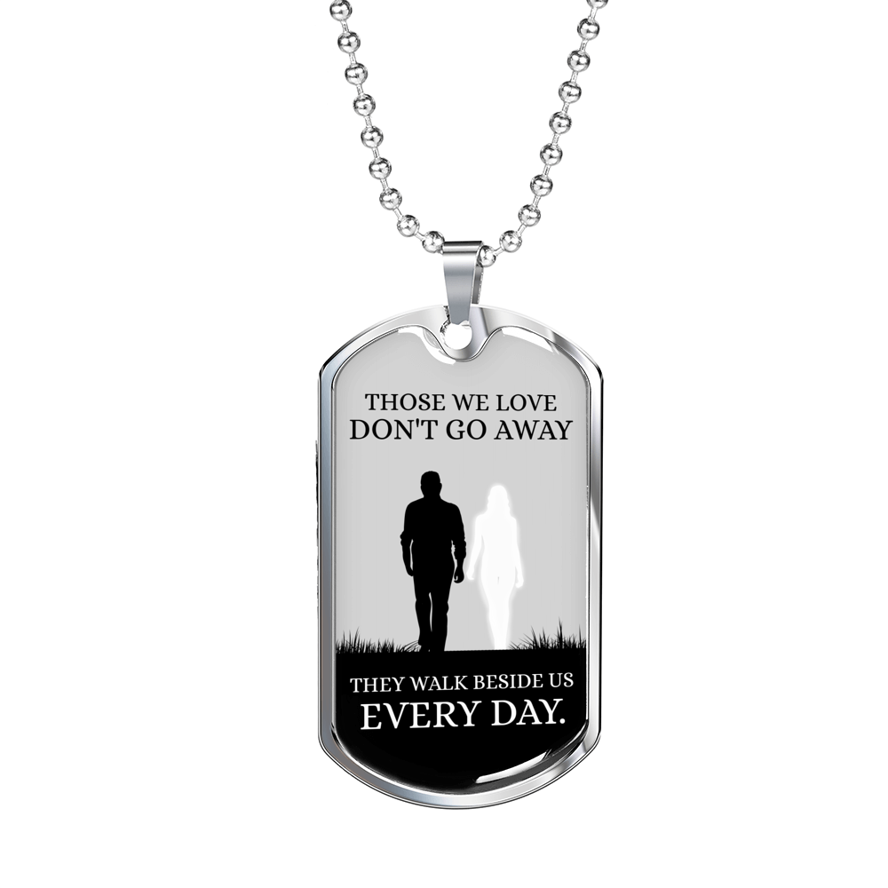 Memorial Necklace Everyday Stainless Steel or 18k Gold Dog Tag 24" Chain-Express Your Love Gifts