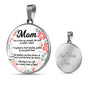 Message To Mom Circle Necklace Stainless Steel or 18k Gold 18-22" - Express Your Love Gifts