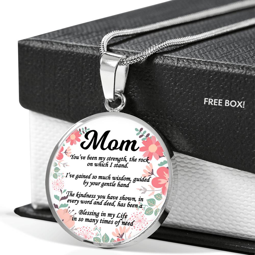 Message To Mom Circle Necklace Stainless Steel or 18k Gold 18-22" - Express Your Love Gifts