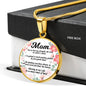 Message To Mom Circle Necklace Stainless Steel or 18k Gold 18-22" - Express Your Love Gifts