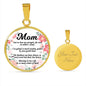 Message To Mom Circle Necklace Stainless Steel or 18k Gold 18-22" - Express Your Love Gifts