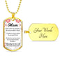 Message To My Mom Necklace Stainless Steel or 18k Gold Dog Tag 24" Chain-Express Your Love Gifts