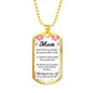 Message To My Mom Necklace Stainless Steel or 18k Gold Dog Tag 24" Chain-Express Your Love Gifts