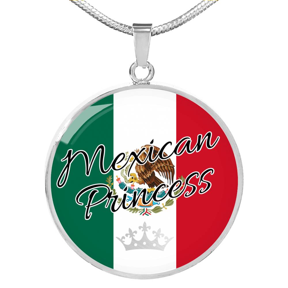 Mexican Princess Circle Pendant Necklace Stainless Steel or 18k Gold 18-22" - Express Your Love Gifts