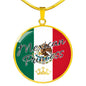 Mexican Princess Circle Pendant Necklace Stainless Steel or 18k Gold 18-22" - Express Your Love Gifts