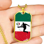 Mexico Flag And Futbol/Soccer Necklace Stainless Steel or 18k Gold Dog Tag 24" Chain-Express Your Love Gifts