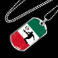 Mexico Flag And Futbol/Soccer Necklace Stainless Steel or 18k Gold Dog Tag 24" Chain-Express Your Love Gifts