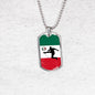 Mexico Flag And Futbol/Soccer Necklace Stainless Steel or 18k Gold Dog Tag 24" Chain-Express Your Love Gifts