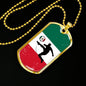 Mexico Flag And Futbol/Soccer Necklace Stainless Steel or 18k Gold Dog Tag 24" Chain-Express Your Love Gifts