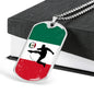 Mexico Flag And Futbol/Soccer Necklace Stainless Steel or 18k Gold Dog Tag 24" Chain-Express Your Love Gifts