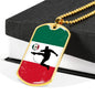 Mexico Flag And Futbol/Soccer Necklace Stainless Steel or 18k Gold Dog Tag 24" Chain-Express Your Love Gifts