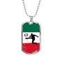 Mexico Flag And Futbol/Soccer Necklace Stainless Steel or 18k Gold Dog Tag 24" Chain-Express Your Love Gifts