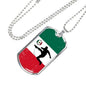 Mexico Flag And Futbol/Soccer Necklace Stainless Steel or 18k Gold Dog Tag 24" Chain-Express Your Love Gifts
