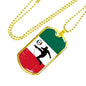 Mexico Flag And Futbol/Soccer Necklace Stainless Steel or 18k Gold Dog Tag 24" Chain-Express Your Love Gifts