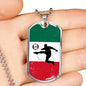 Mexico Flag And Futbol/Soccer Necklace Stainless Steel or 18k Gold Dog Tag 24" Chain-Express Your Love Gifts