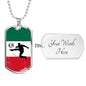 Mexico Flag And Futbol/Soccer Necklace Stainless Steel or 18k Gold Dog Tag 24" Chain-Express Your Love Gifts