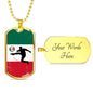Mexico Flag And Futbol/Soccer Necklace Stainless Steel or 18k Gold Dog Tag 24" Chain-Express Your Love Gifts