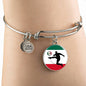 Mexico Flag And Futbol/Soccer Stainless Steel or 18k Gold Circle Bangle Bracelet - Express Your Love Gifts