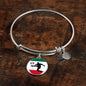Mexico Flag And Futbol/Soccer Stainless Steel or 18k Gold Circle Bangle Bracelet - Express Your Love Gifts