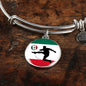 Mexico Flag And Futbol/Soccer Stainless Steel or 18k Gold Circle Bangle Bracelet - Express Your Love Gifts