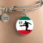 Mexico Flag And Futbol/Soccer Stainless Steel or 18k Gold Circle Bangle Bracelet - Express Your Love Gifts