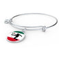 Mexico Flag And Futbol/Soccer Stainless Steel or 18k Gold Circle Bangle Bracelet - Express Your Love Gifts