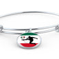 Mexico Flag And Futbol/Soccer Stainless Steel or 18k Gold Circle Bangle Bracelet - Express Your Love Gifts