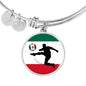Mexico Flag And Futbol/Soccer Stainless Steel or 18k Gold Circle Bangle Bracelet - Express Your Love Gifts
