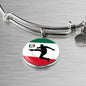 Mexico Flag And Futbol/Soccer Stainless Steel or 18k Gold Circle Bangle Bracelet - Express Your Love Gifts