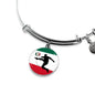 Mexico Flag And Futbol/Soccer Stainless Steel or 18k Gold Circle Bangle Bracelet - Express Your Love Gifts