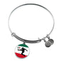 Mexico Flag And Futbol/Soccer Stainless Steel or 18k Gold Circle Bangle Bracelet - Express Your Love Gifts