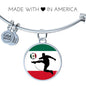 Mexico Flag And Futbol/Soccer Stainless Steel or 18k Gold Circle Bangle Bracelet - Express Your Love Gifts