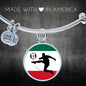 Mexico Flag And Futbol/Soccer Stainless Steel or 18k Gold Circle Bangle Bracelet - Express Your Love Gifts
