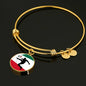 Mexico Flag And Futbol/Soccer Stainless Steel or 18k Gold Circle Bangle Bracelet - Express Your Love Gifts