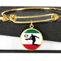 Mexico Flag And Futbol/Soccer Stainless Steel or 18k Gold Circle Bangle Bracelet - Express Your Love Gifts