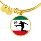Mexico Flag And Futbol/Soccer Stainless Steel or 18k Gold Circle Bangle Bracelet - Express Your Love Gifts