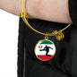 Mexico Flag And Futbol/Soccer Stainless Steel or 18k Gold Circle Bangle Bracelet - Express Your Love Gifts