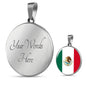 Mexico Flag Necklace Mexico Flag Circle Pendant Stainless Steel or 18k Gold 18-22" - Express Your Love Gifts