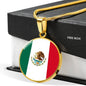 Mexico Flag Necklace Mexico Flag Circle Pendant Stainless Steel or 18k Gold 18-22" - Express Your Love Gifts
