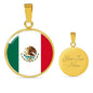 Mexico Flag Necklace Mexico Flag Circle Pendant Stainless Steel or 18k Gold 18-22" - Express Your Love Gifts