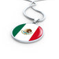 Mexico Flag Necklace Mexico Flag Circle Pendant Stainless Steel or 18k Gold 18-22" - Express Your Love Gifts