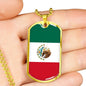 Mexico Flag Necklace Stainless Steel or 18k Gold Dog Tag 24" Chain-Express Your Love Gifts