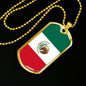 Mexico Flag Necklace Stainless Steel or 18k Gold Dog Tag 24" Chain-Express Your Love Gifts